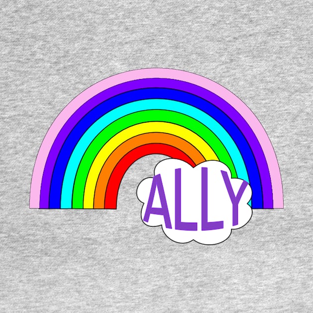 ALLY with Rainbow and Clouds LGBTQIA2S+ Pride by Scarebaby